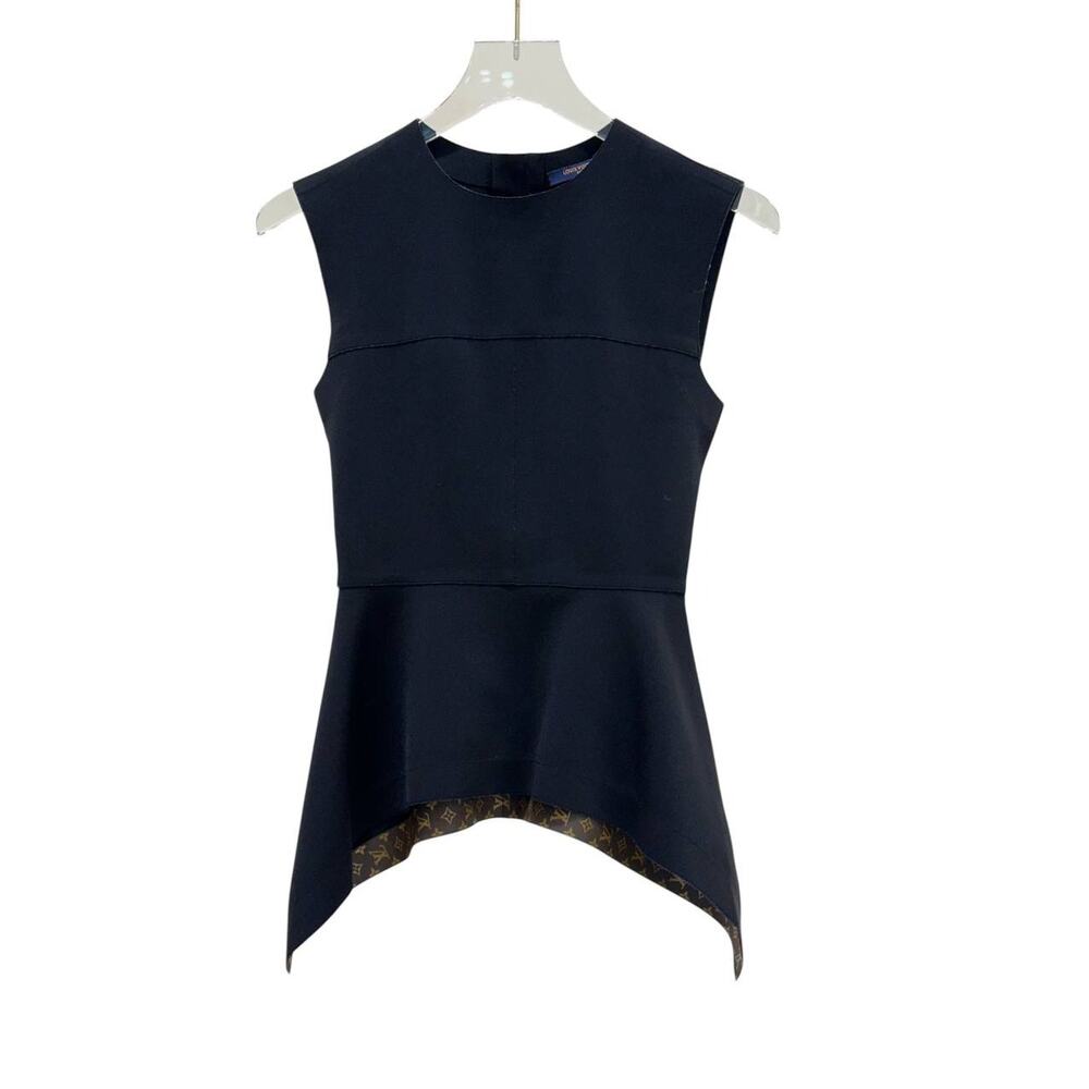 Louis Vuitton Black Monogram Peplum Top Size 34